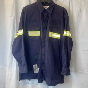 Armorex‎ UniFirst FR Flame Resistant Work Shirt Navy Blue 17.5 Reflective ARC 2